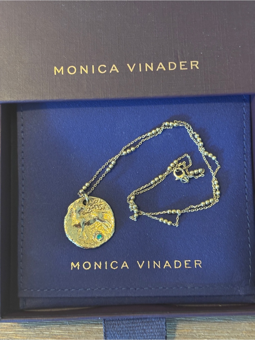 MONICA VINADER Gold Textured Disc Necklace - Picture 2 of 8